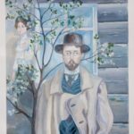 «Весенний портрет: мужчина у цветущего дерева».